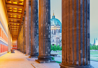 Dom Cathedral on Museum Island in Berlin at sunset.