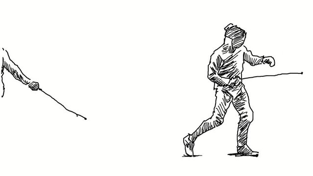 Animation of two fencers fighting