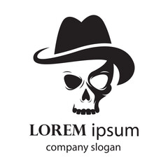 spooky human head skull logo design