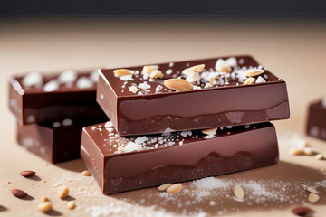 deliciosa barra de chocolate negro con almendras