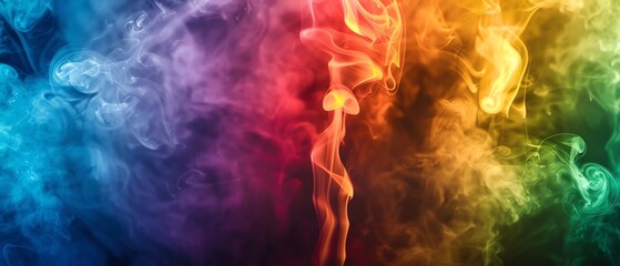 Slowmotion shot of rainbow smoke forming concentric circles, offering hypnotic and mesmerizing visuals for meditation and mindfulness content