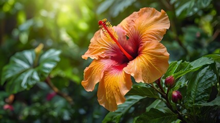 Tropical flower with copy-space background