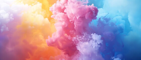 Fototapeta premium Slowmotion shot of rainbow smoke rising from a colorful explosion, creating a dynamic and impactful image for advertising and marketing campaigns