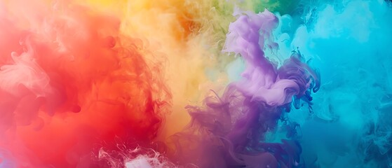 Fototapeta premium Slowmotion shot of rainbow smoke enveloping a pride march, capturing the excitement and energy of LGBTQ pride celebrations