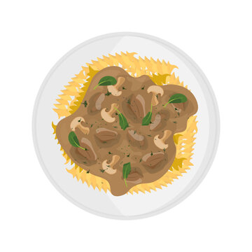 pasta with mushroom sauce on plate clip art preview