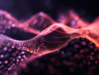 Wave of musical sounds. Abstract background with interweaving of dots and lines