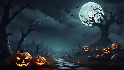 Fototapeta premium hallowen background with night creepy