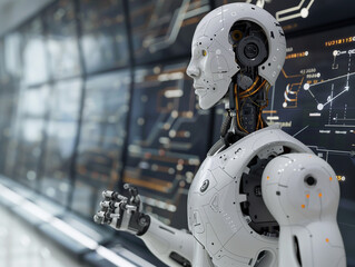 Fototapeta premium robot learning or solving problems