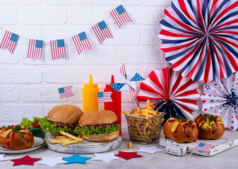Traditional American food for celebrating July 4 Independence Day