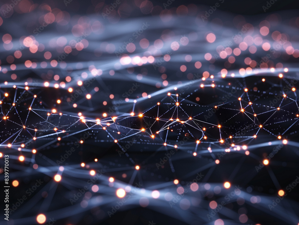 Poster data technology background. abstract background. connecting dots and lines on dark background