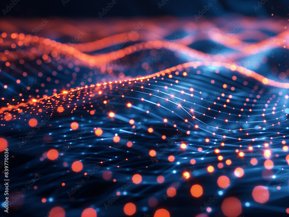 Poster data technology background. abstract background. connecting dots and lines on dark background