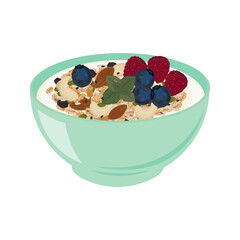 Vector illustration logo Clip art granola muesli on a pastel bowl