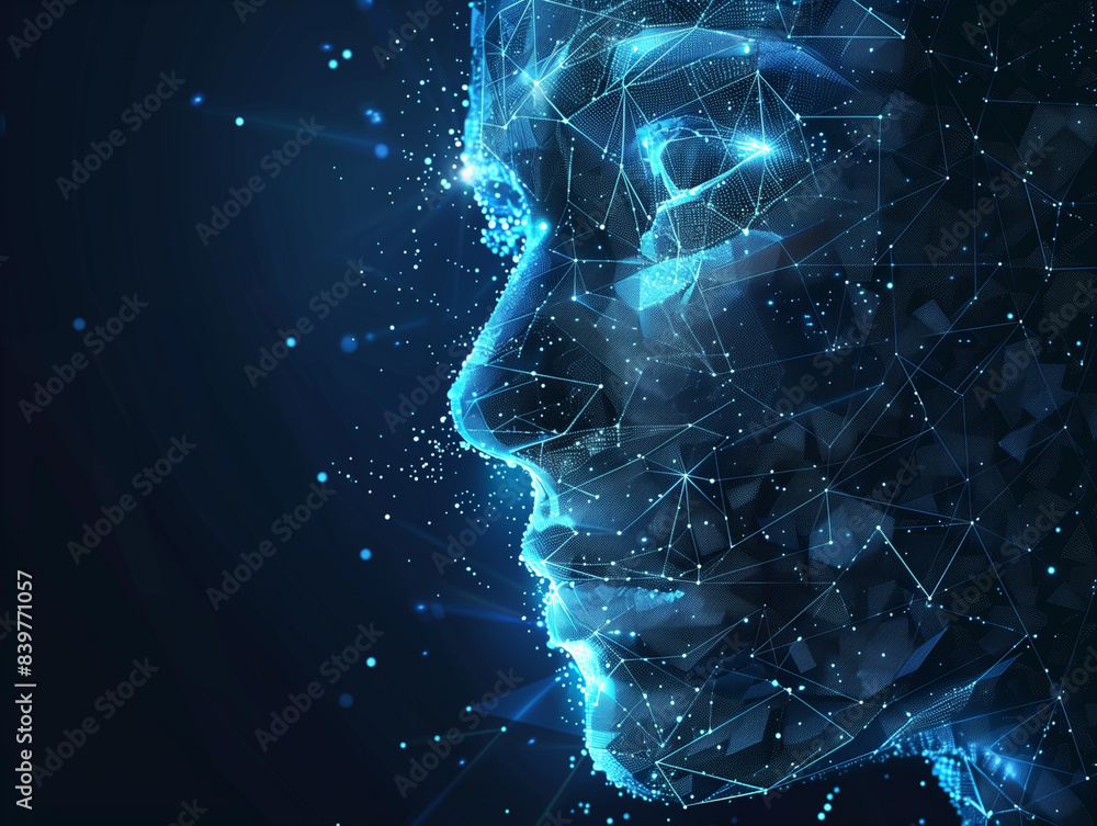 Aufkleber ai, artificial intelligence. ai digital brain. robotics concept. human face made from polygon. illus
