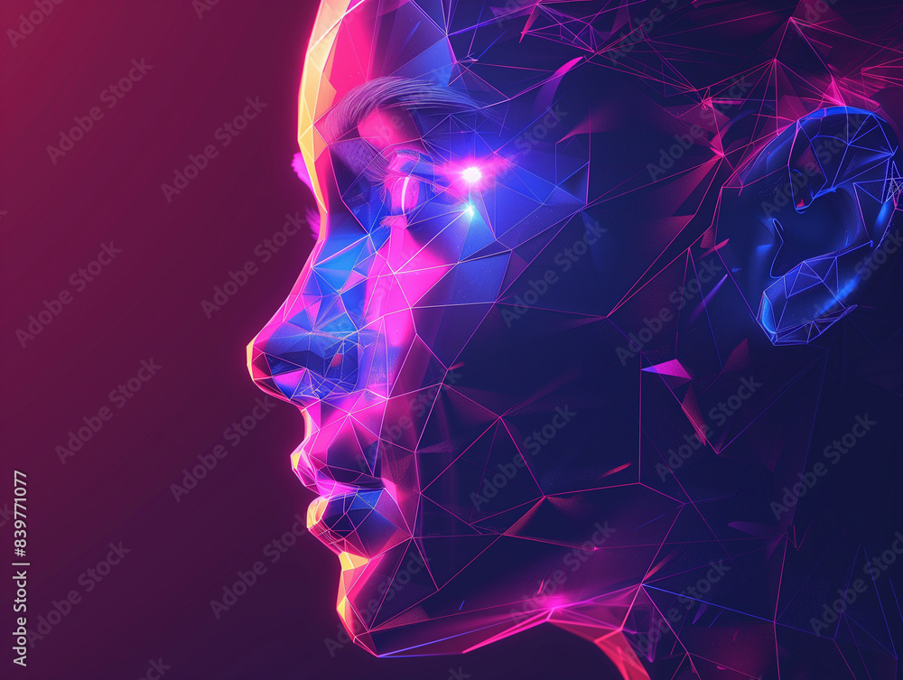 Aufkleber ai, artificial intelligence. ai digital brain. robotics concept. human face made from polygon. illus