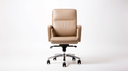 Obraz premium a beige leather office chair isolated on a white background