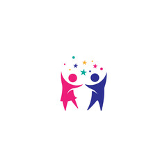 child logo design with star colorful combination