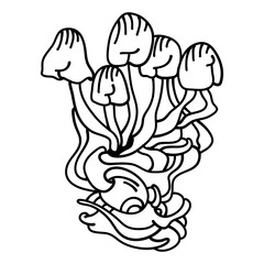 The Enigmatic Mushroom sketch features a mushroom with a mysterious facial expression, inviting interpretation and contemplation. Perfect for illustrations, art prints and home decor.