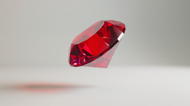 Floating ruby isolated on white