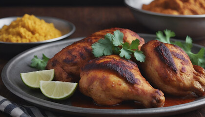 Fototapeta premium indian tandoori chicken on a plate