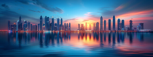 Fototapeta premium Motion blur photo of real gdp index chart uae- dubai city 5th place generative ai