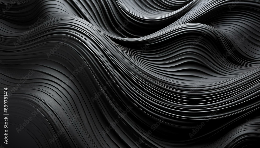 Poster black matte texture waves background with copy space