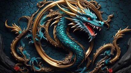 Obraz premium dragon background gold color