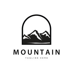 Mountain Logo, Mountain Adventure with Silhouette Model in Simple Modern Style Vector Design for Company and Product Brand