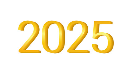 2025 new year asian chinese. Digit design. Happy new year text design template gold color. Isolated white background. For postcard calendar banner web page. Vector illustration.