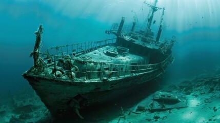 large ship sunk under the sea
