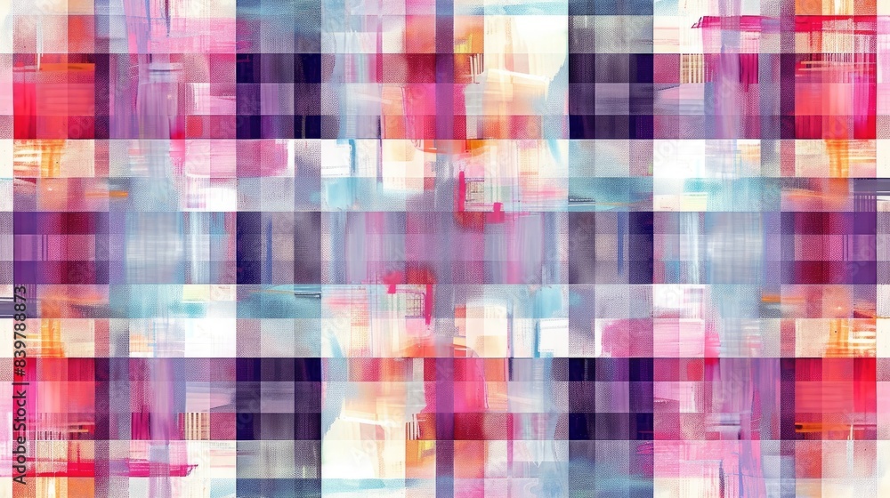 Poster abstract textile design with colorful plaid pattern and vintage checker backdrop for wallpaper fabri