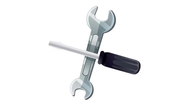 Animation of moving screwdriver and wrench signs on a white background