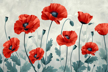 Obraz premium Vibrant red poppies blooming in a summer field