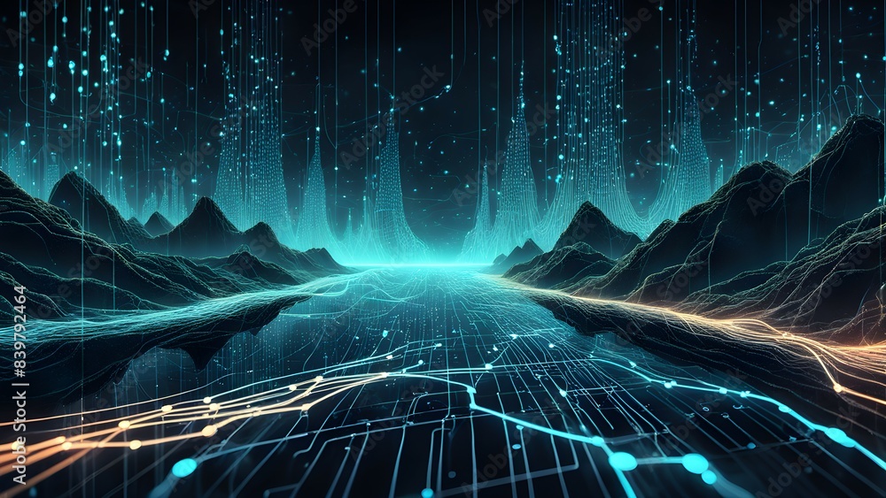 Aufkleber a computer generated image of a futuristic city with mountains in the background