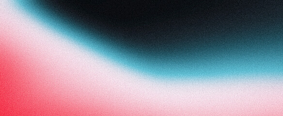 Grainy abstract background, dark noisy poster black backdrop pink blue glowing color wave banner design, copy space