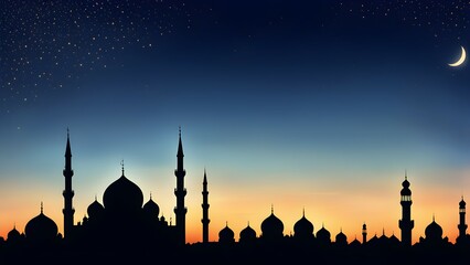 A beautiful night sky with a crescent moon