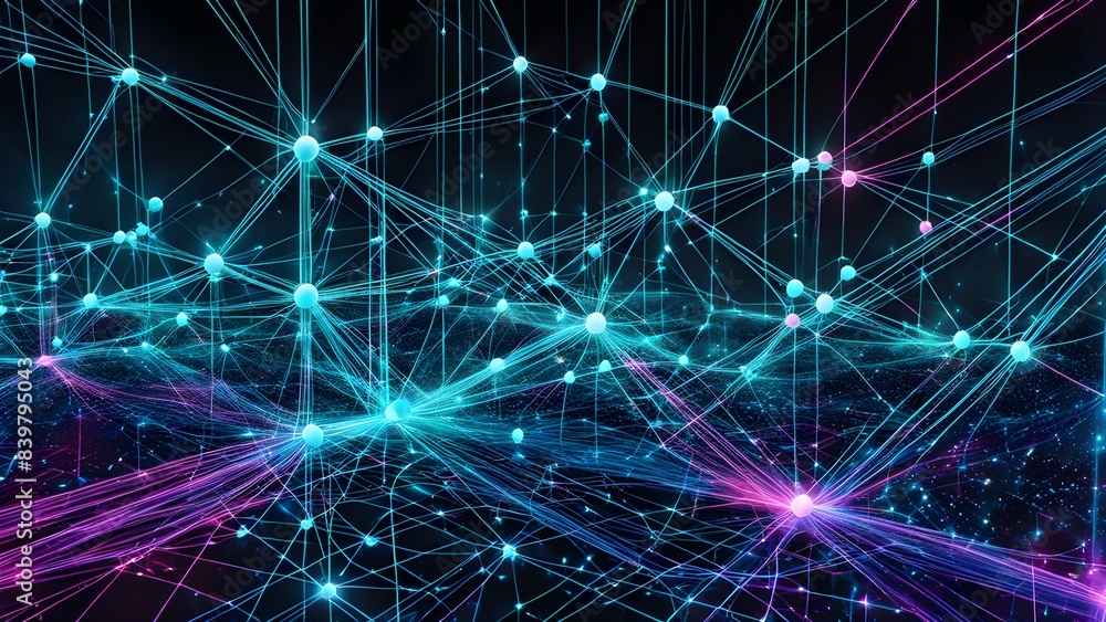 Poster a computer generated image of a network of lines and dots