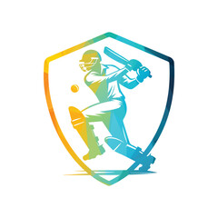 Cricket Player Logo Design Vector Illustration