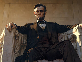 president Abraham Lincoln in the Lincoln memorial