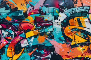 Urban Graffiti Art featuring an eclectic mix of colorful tags and street art expressions celebrating individuality and freedom of expression.