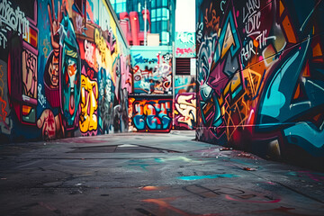 Obraz premium Colorful and expressive urban Graffiti Art murals that reflect the essence of contemporary street art, representing diversity and authenticity.