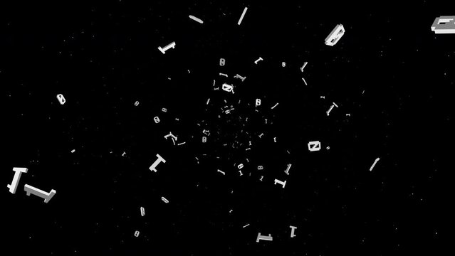Falling Binary Code Numbers, Zero and One, Tech Background Animation, on Alpha Channel, Loop

