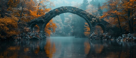 Low-angle shot of a bridge arching over a river,