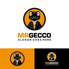 cartoon gecco logo wearing a suit