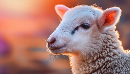 Obraz premium eid al adha. close up sheep, lamb, copy space