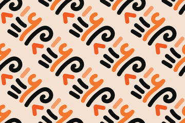 Fun colorful line doodle seamless pattern. Creative minimalist style art background for children or trendy design with basic shapes. Simple childish scribble backdrop.