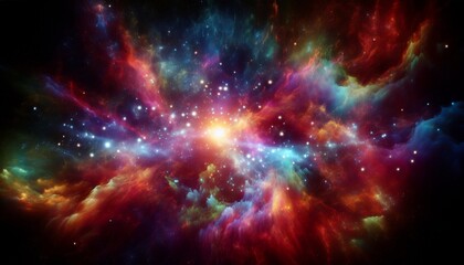 Obraz premium Colorful nebular galaxy stars and clouds as stary night cosmos. Supernova background wallpaper