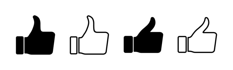 Thumbs up icon set. Hand like. Like icon vector.