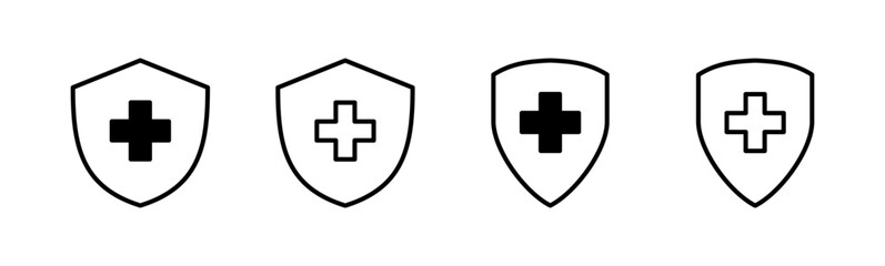 Fototapeta premium Health insurance icon set. Insurance health document icon