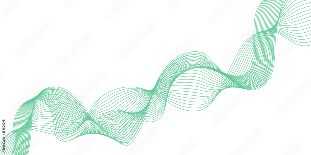 Fototapete abstract wavy green stream element for design on transparent background isolated. green lines vector