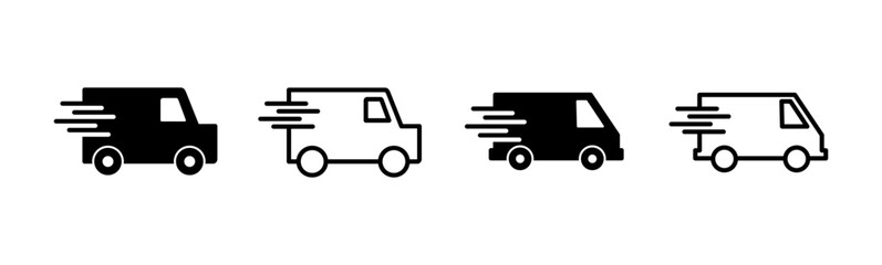 Fast shipping delivery truck icon set. Delivery truck icon. fast delivery icon